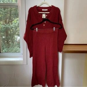 NWT Free People Hailee Sweater Set Red Small